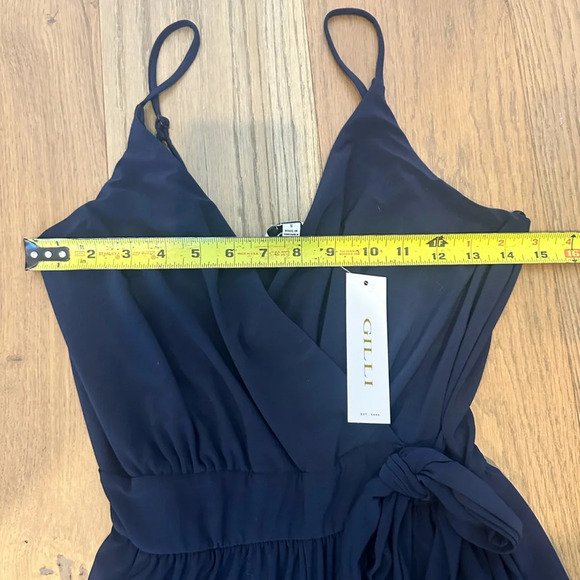 NWT GILLI navy blue jumpsuit with bow tie cinched waist cropped‎ small - Picture 8 of 10